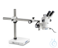 Stereomikroskop-Set Trinokular, 0,7-4,5x; Teleskoparm-Ständer (Platte), LED-Ring Bereits...